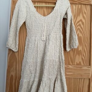Cream Textured Women's Dress